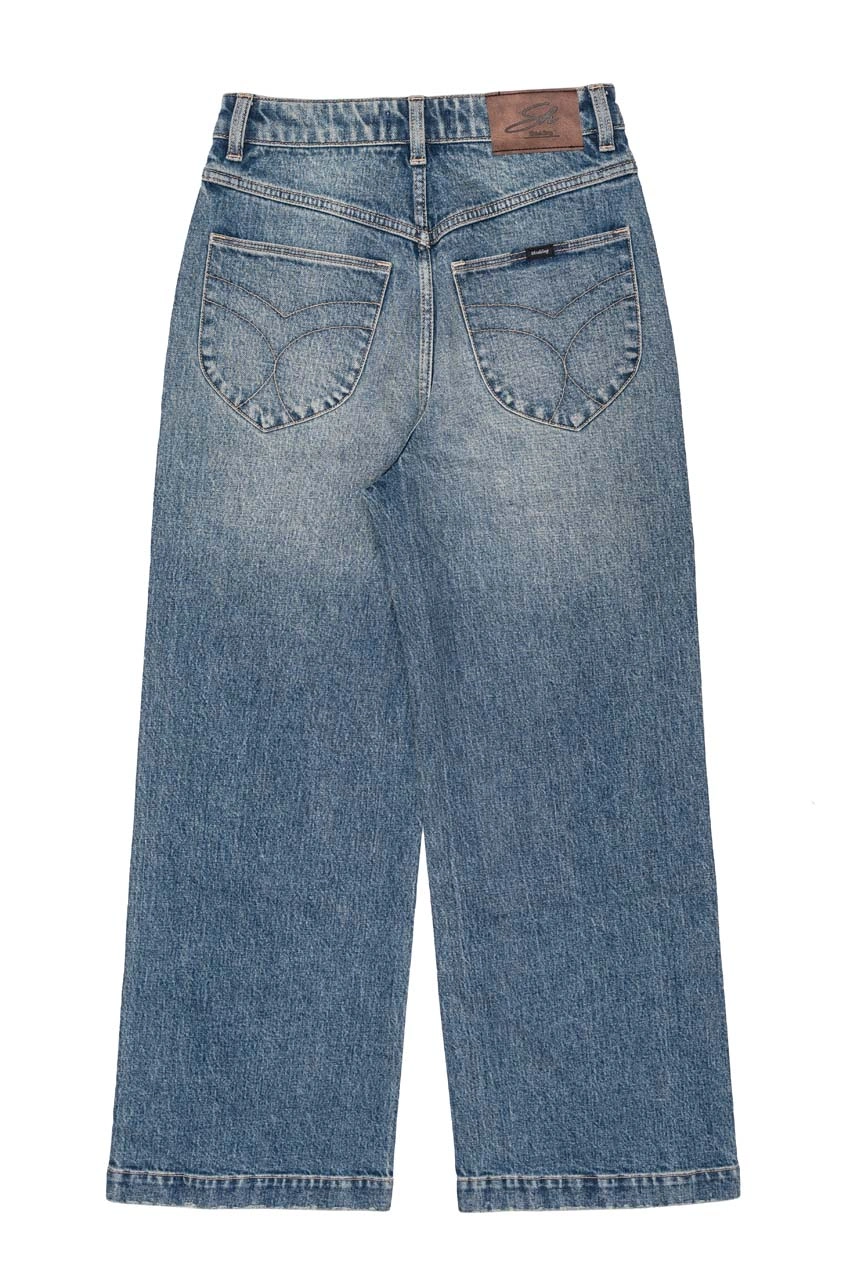 Quần jean nữ ống suông dáng dài 2 ống