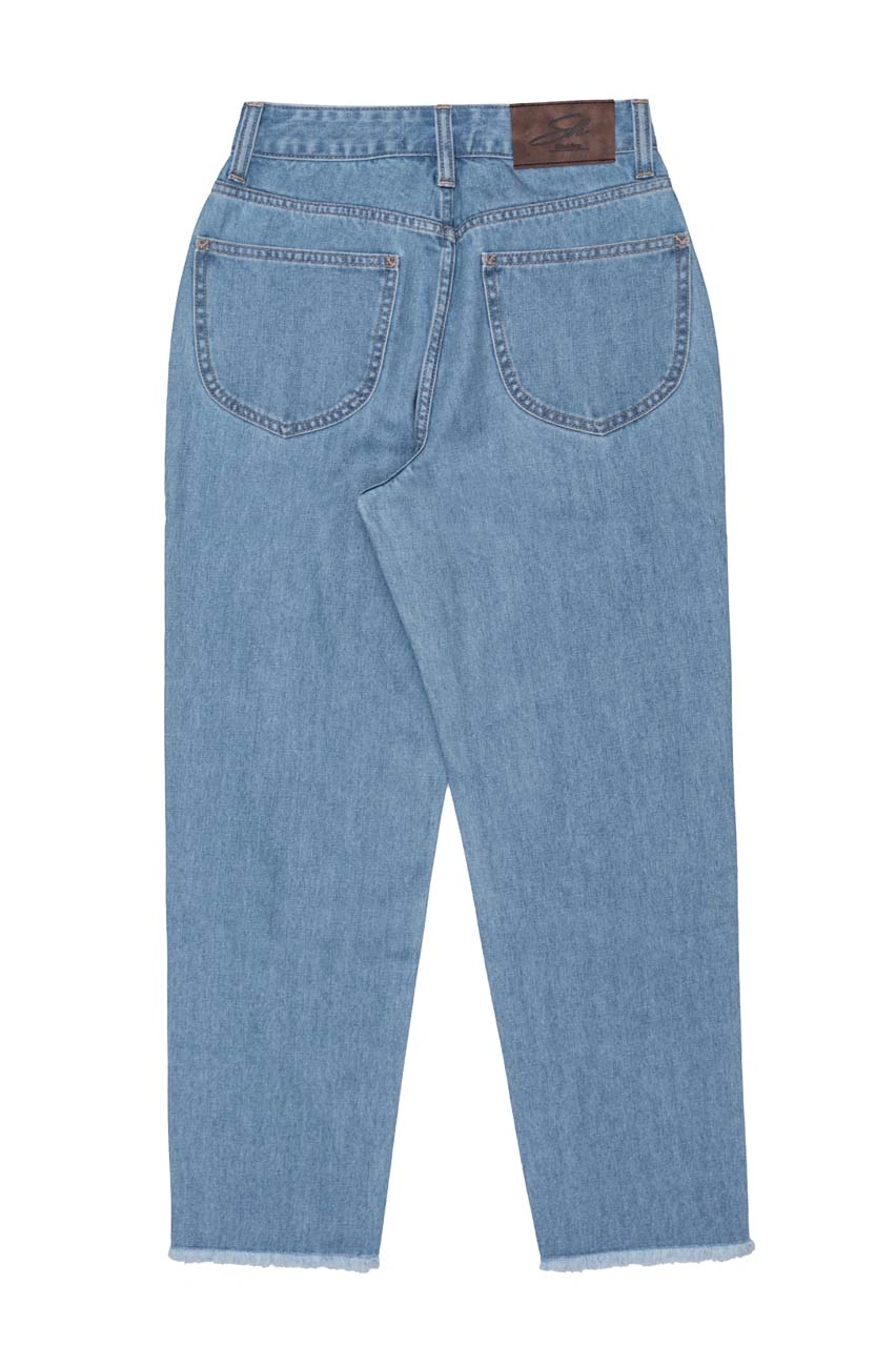 Quần jean nữ ống suông xẻ rách